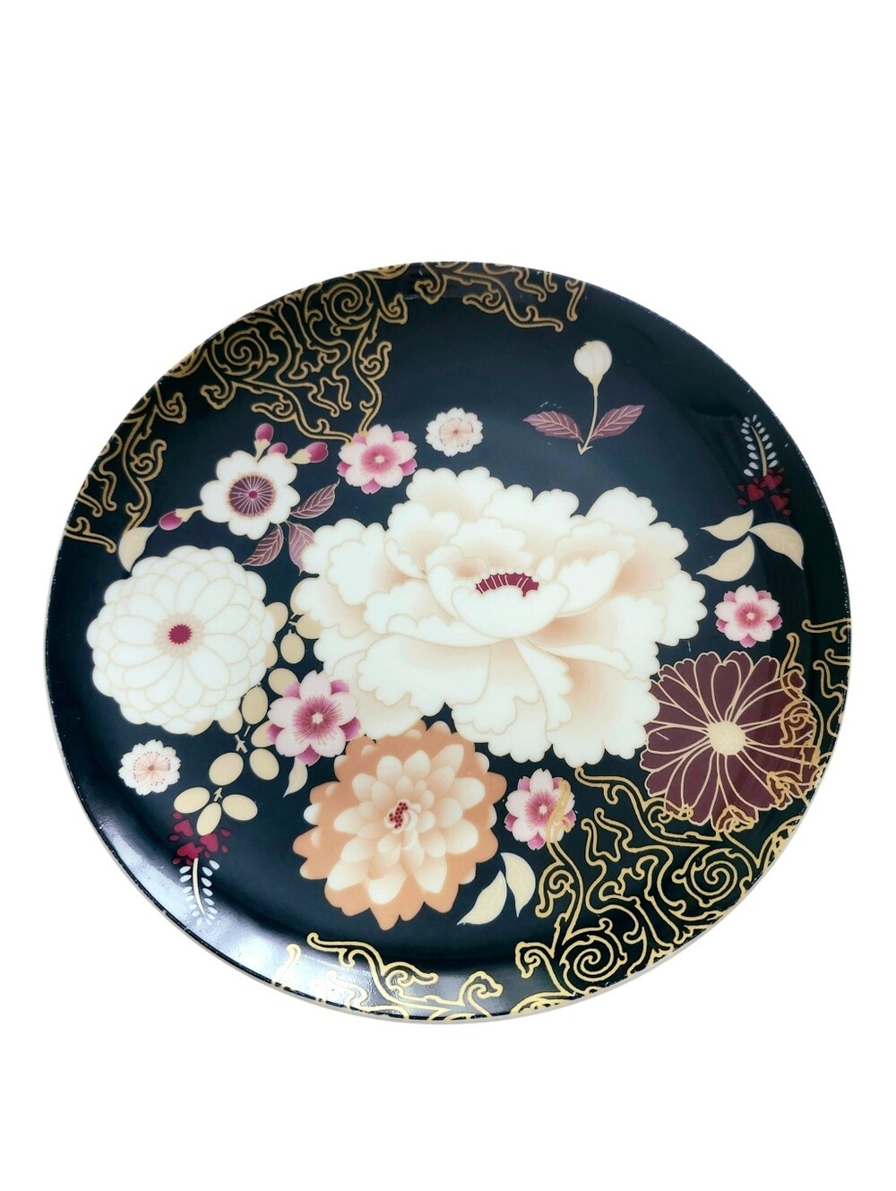 Maxwell Williams Floral Navy Decorative Ceramic Plate Kimono 8" Fine China